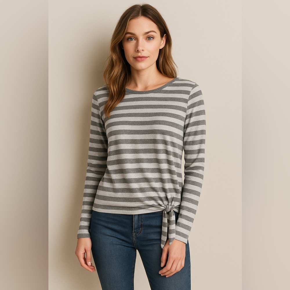 Gray Striped Women's Top